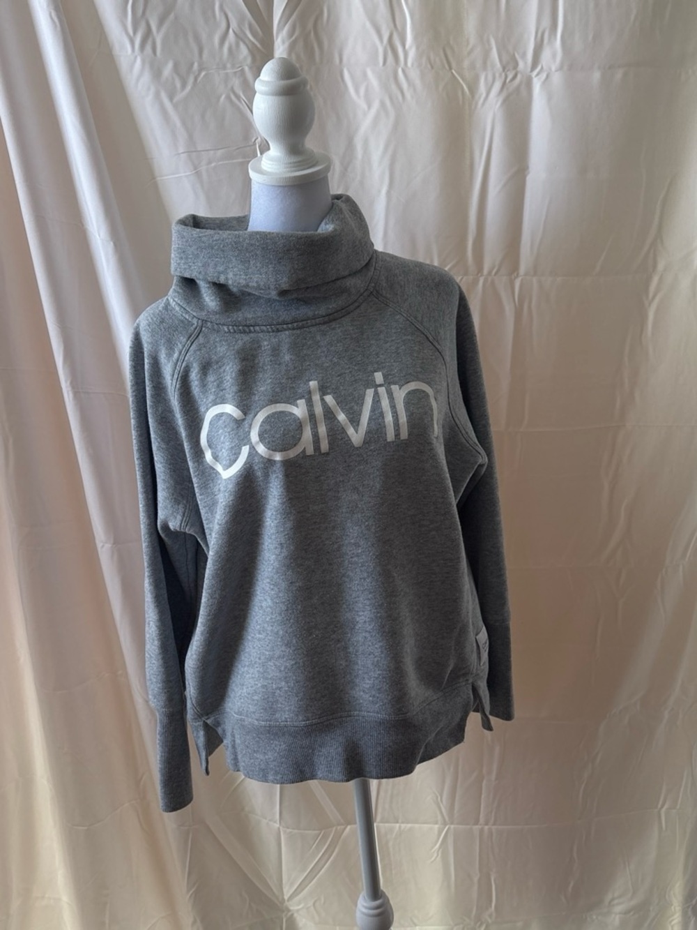 Calvin Klein Gray Funnel Neck Logo Pullover